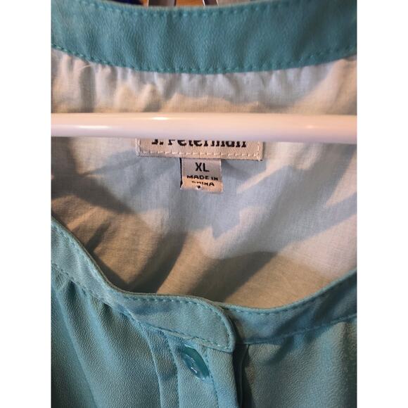 J.Peterman Shirt Dress Sea Green Button Front XL Womens Knee Length Date Coastal - Picture 4 of 6